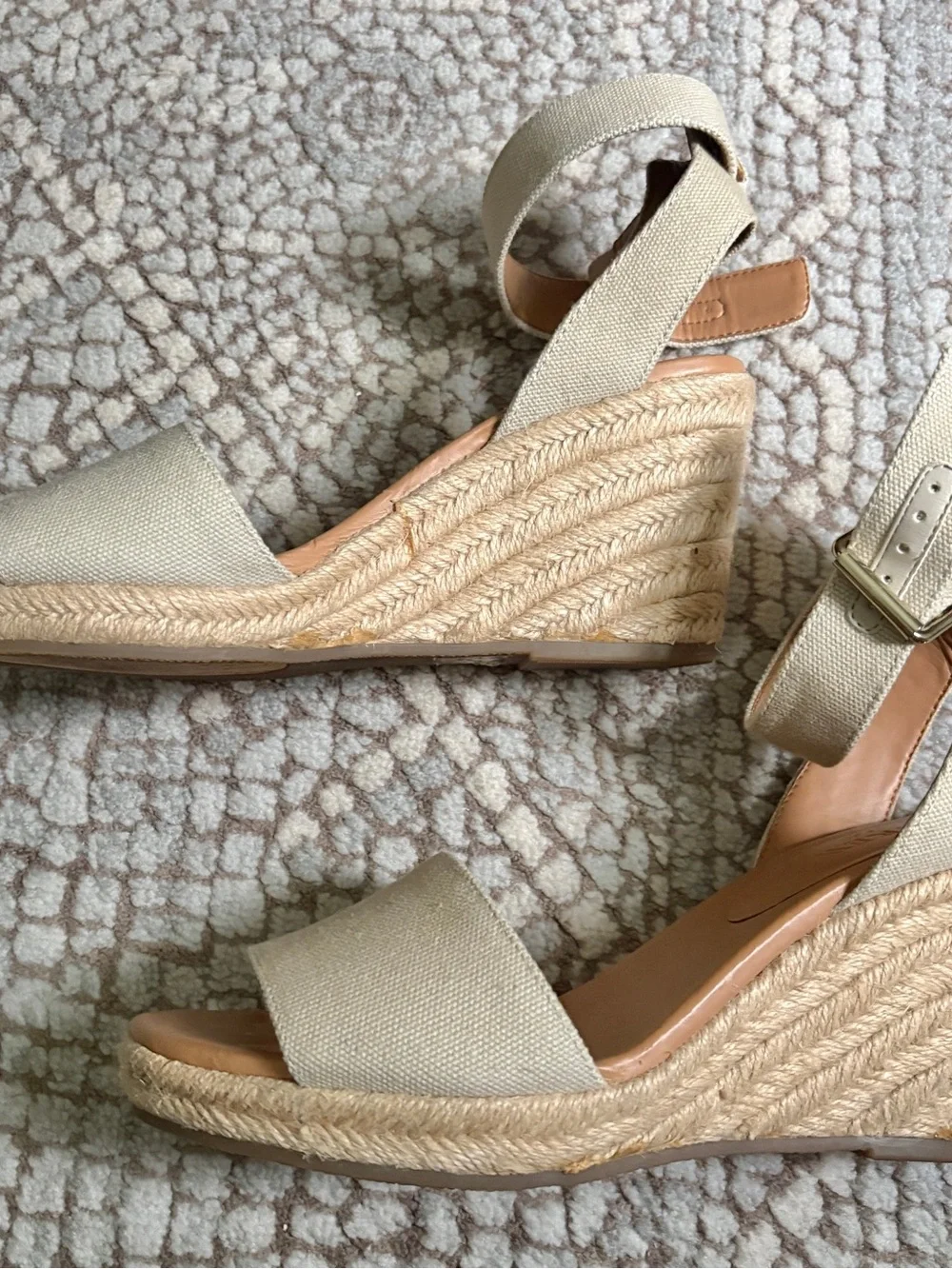 J. Crew Cream Strappy Canvas Espadrille Wedge Sandals